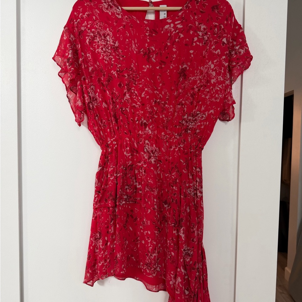 IRO Red Floral Women's asymmetrical dress